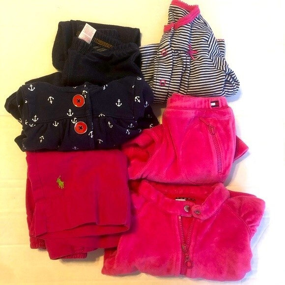TOMMY HILFIGER CARTER'S RALPH LAUREN Bundle 6 Month Girls Pink Blue Nautical - Picture 1 of 13